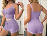 Ensemble pyjama sexy été femme – Dentelle, top à bretelles & short doux