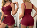 Ensemble pyjama sexy été femme – Dentelle, top à bretelles & short doux