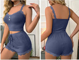 Ensemble pyjama sexy été femme – Dentelle, top à bretelles & short doux